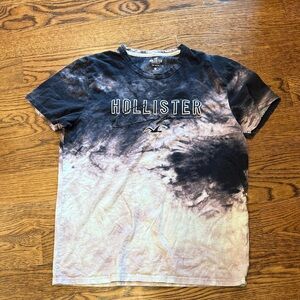 Hollister Men’s Black and White Tie-Dye Tee